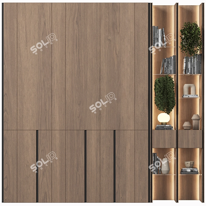 Premium Wood Wardrobe Furniture 3D model image 1