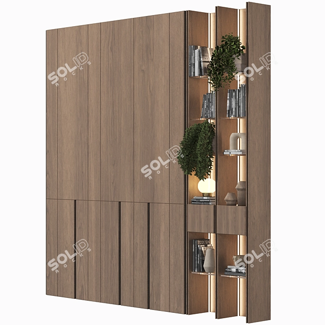 Premium Wood Wardrobe Furniture 3D model image 2