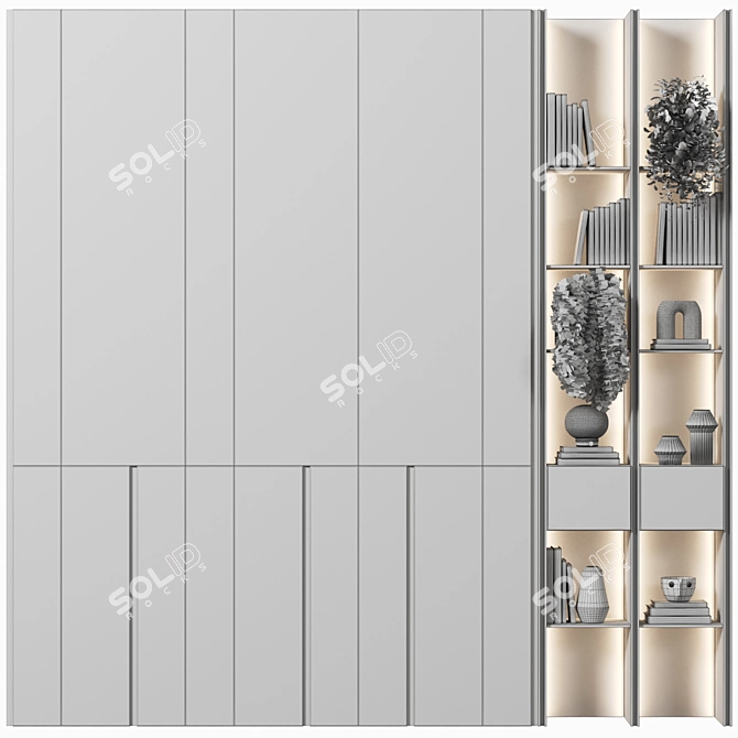 Premium Wood Wardrobe Furniture 3D model image 4