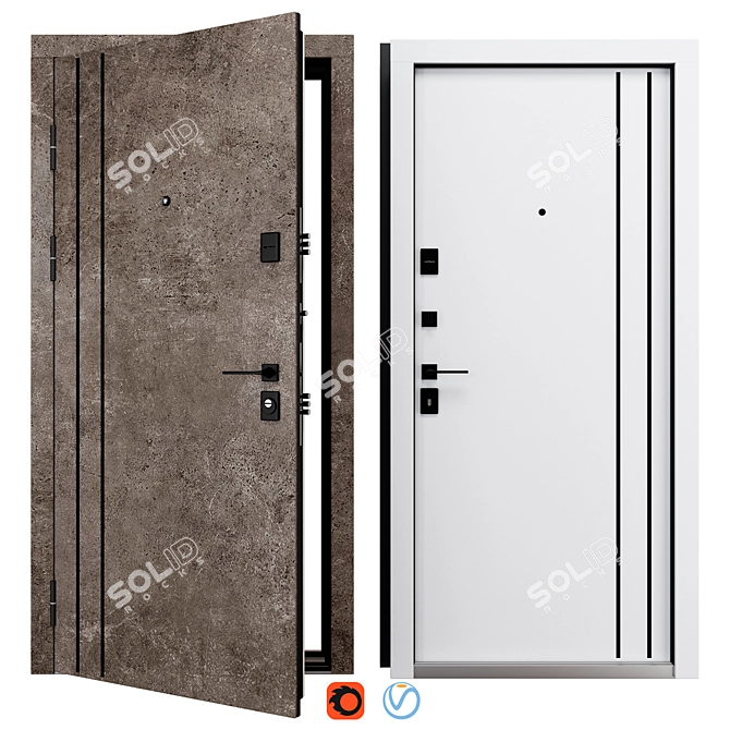 Status 551 (Bulat) Metal Entrance Door 3D model image 1