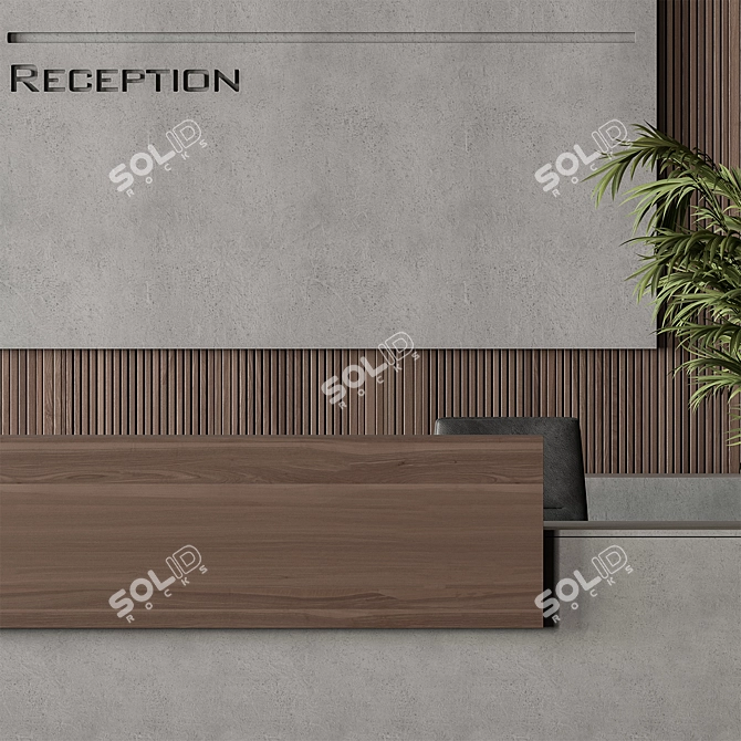 Modern Reception Desk Office Set 3D model image 2