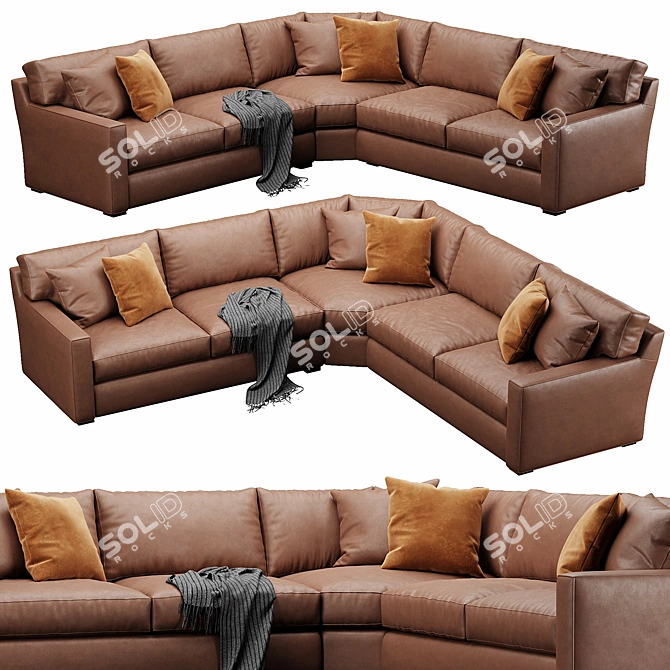 Elegant Axis Velvet Sofa 3D model image 3