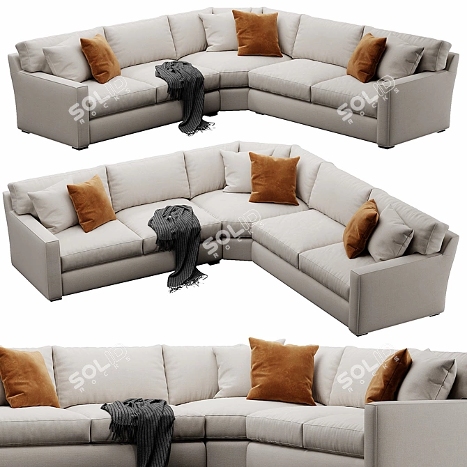 Elegant Axis Velvet Sofa 3D model image 4