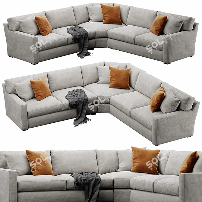 Elegant Axis Velvet Sofa 3D model image 5