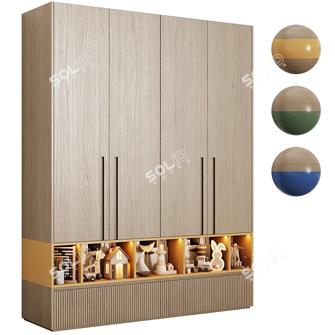 Bright Modular Children's Cabinet 3D model image 1