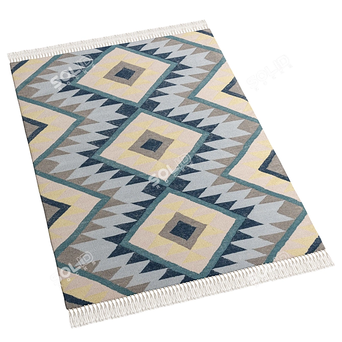 Benuta Zalan Blue Kilim Rug 3D model image 3