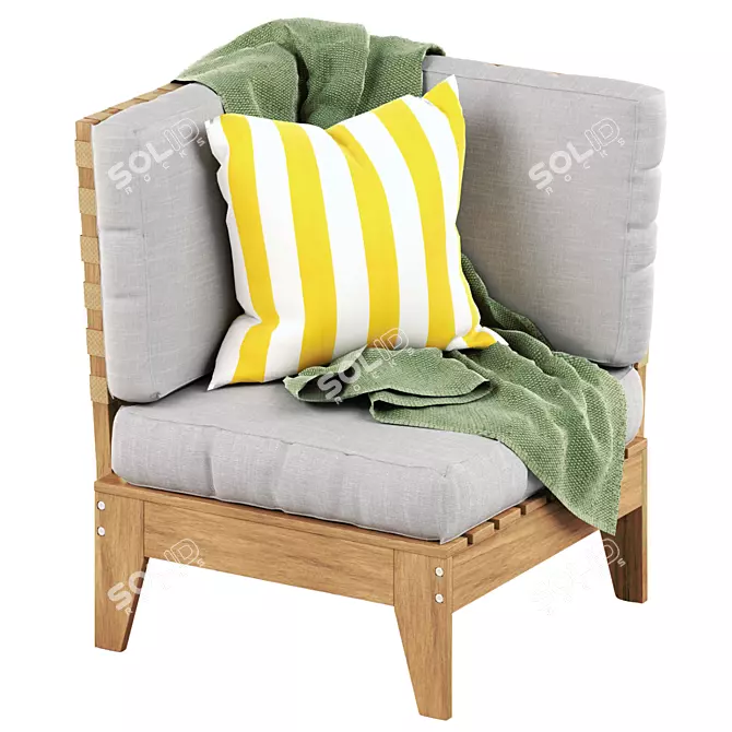 Outdoor Eucalyptus Section with Cushion Option 3D model image 1