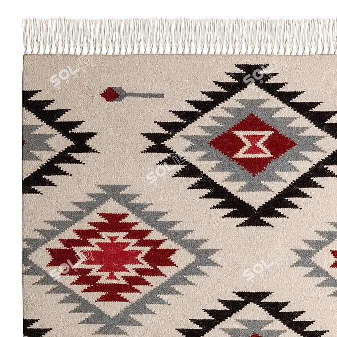 Zohra Beige Handwoven Kilim Rug 3D model image 2