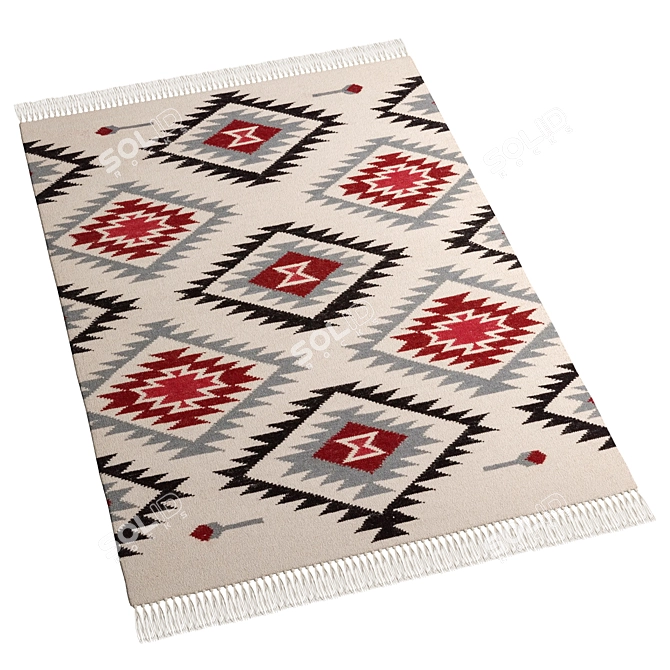 Zohra Beige Handwoven Kilim Rug 3D model image 3