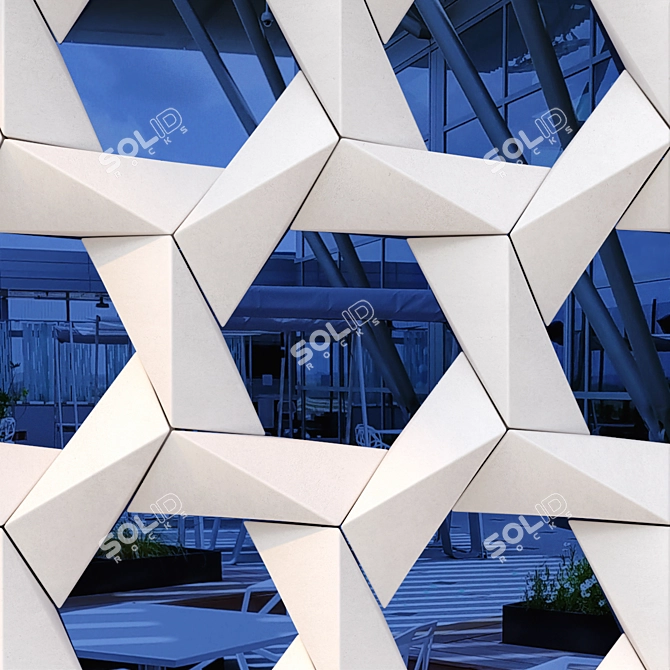 Reflective GRC Stars Facade Panels 3D model image 4