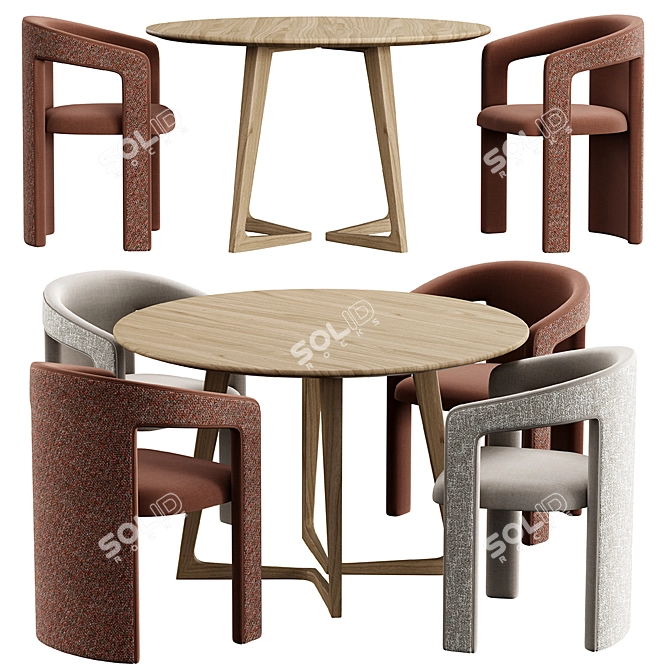 Modern Twist Dining Set 3D model image 1