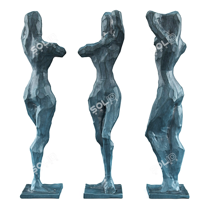 Elegant Metal Woman Sculpture 3D model image 6