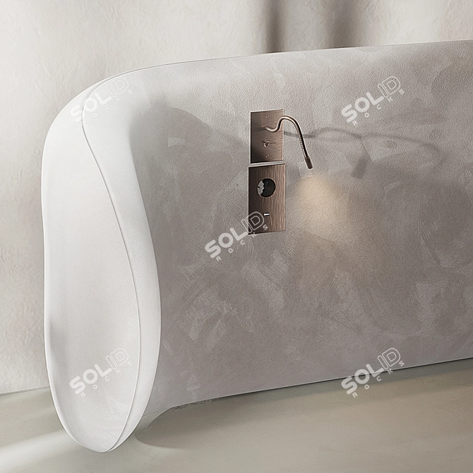 Beige Velvet Wave Headboard 3D model image 6