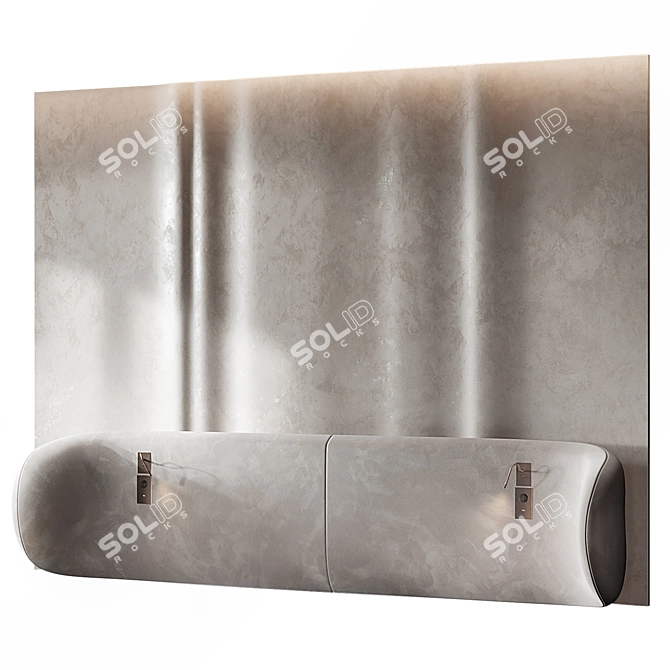 Beige Velvet Wave Headboard 3D model image 7