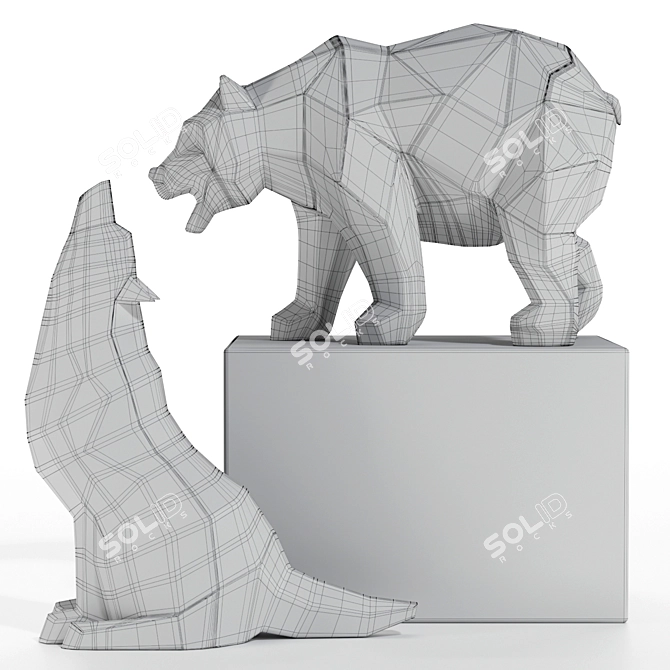 Geometric Wolf & Bear 3D Model 3D model image 7