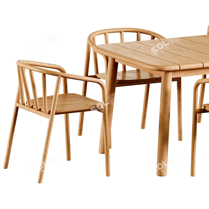 Elegant Turqueta Teak Dining Set 3D model image 3