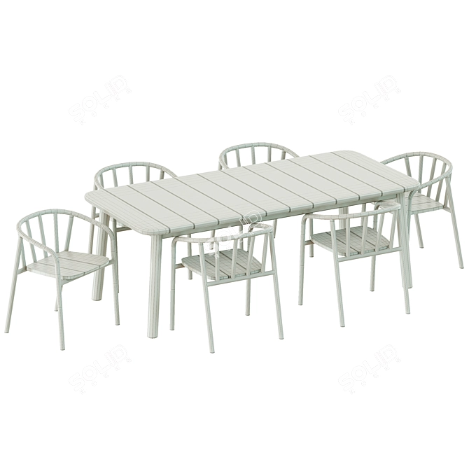 Elegant Turqueta Teak Dining Set 3D model image 4