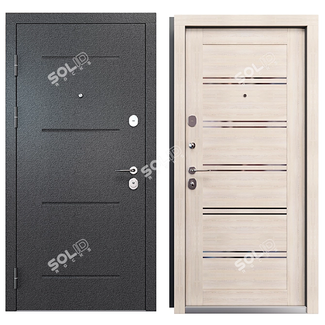 Elporta Metal Entry Door 900x2050 mm 3D model image 3