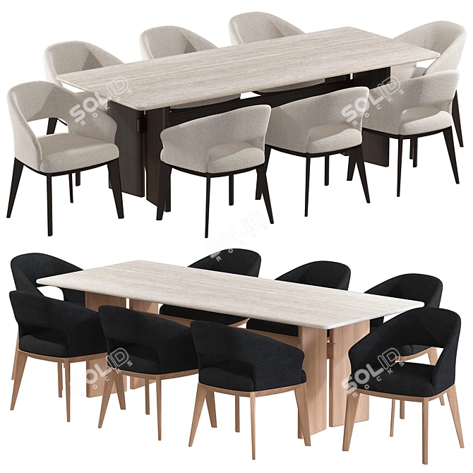  Modern Dining Set 04: Ash Design 3D model image 1