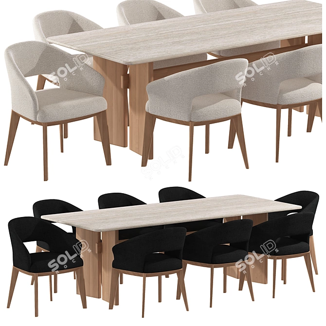  Modern Dining Set 04: Ash Design 3D model image 3