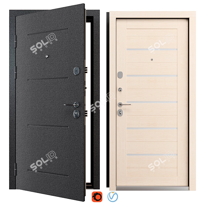 Elporta Metal Entry Door, R104.П22 3D model image 1