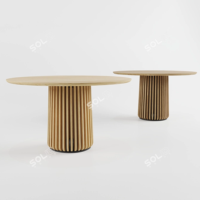 Handcrafted Oak Maru Dining Table 3D model image 1