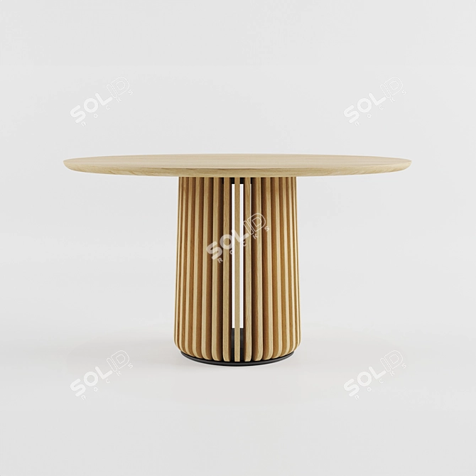 Handcrafted Oak Maru Dining Table 3D model image 2