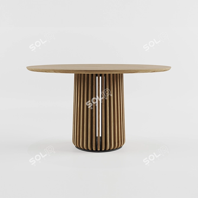 Handcrafted Oak Maru Dining Table 3D model image 3