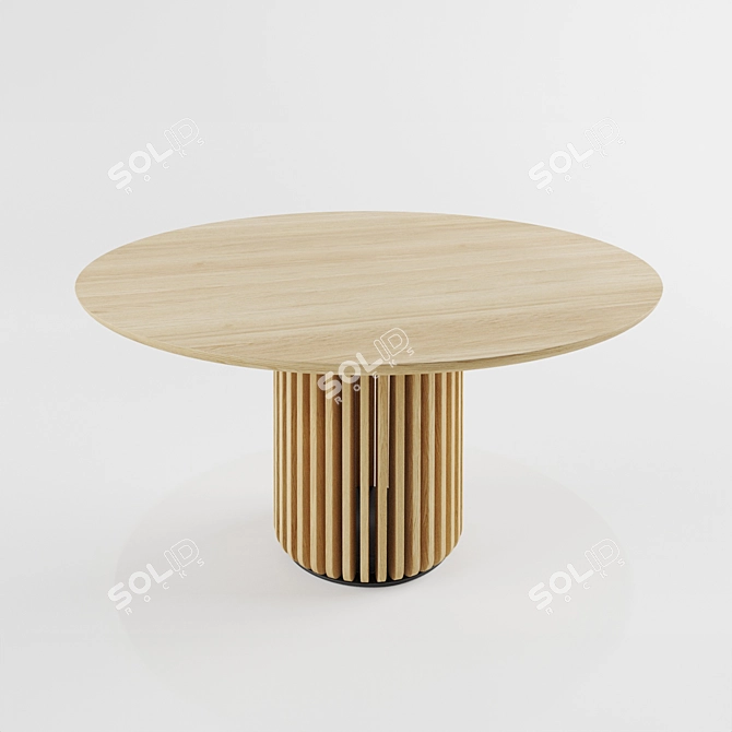 Handcrafted Oak Maru Dining Table 3D model image 4