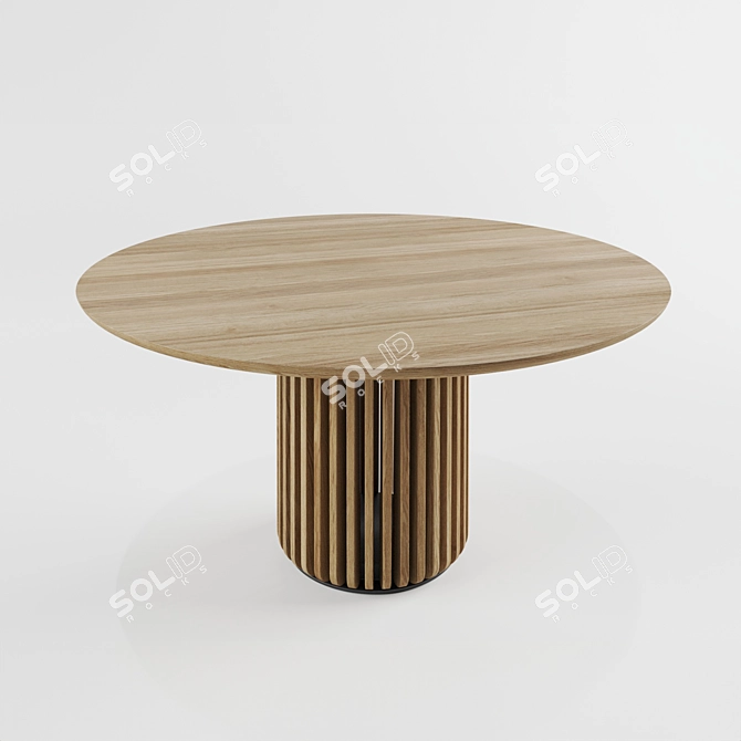 Handcrafted Oak Maru Dining Table 3D model image 5