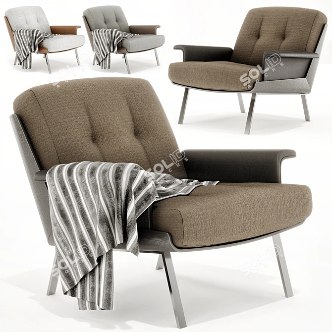Contemporary Daiki Armchair: Style & Comfort 3D model image 2