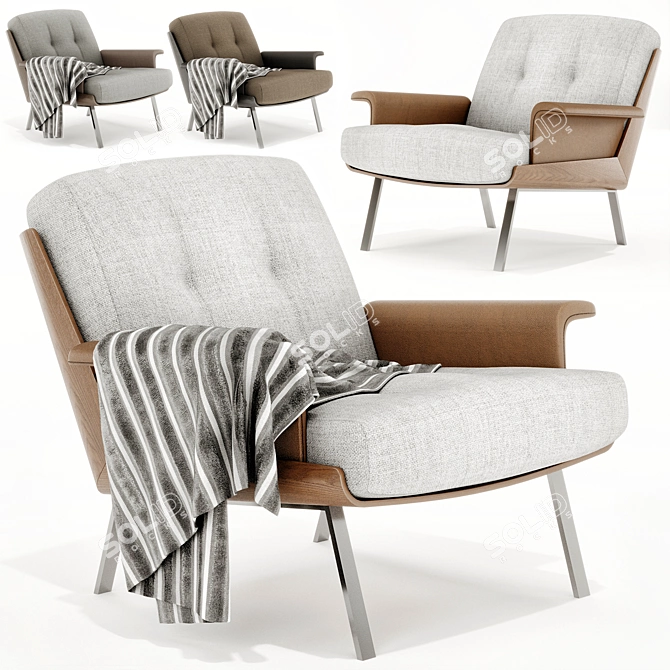 Contemporary Daiki Armchair: Style & Comfort 3D model image 3