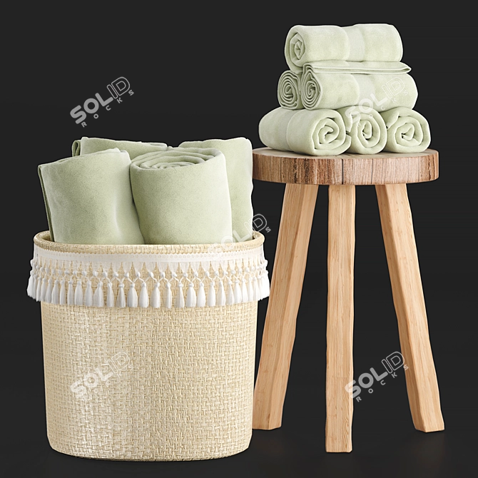 Bathroom Décor Set with Towels 3D model image 1