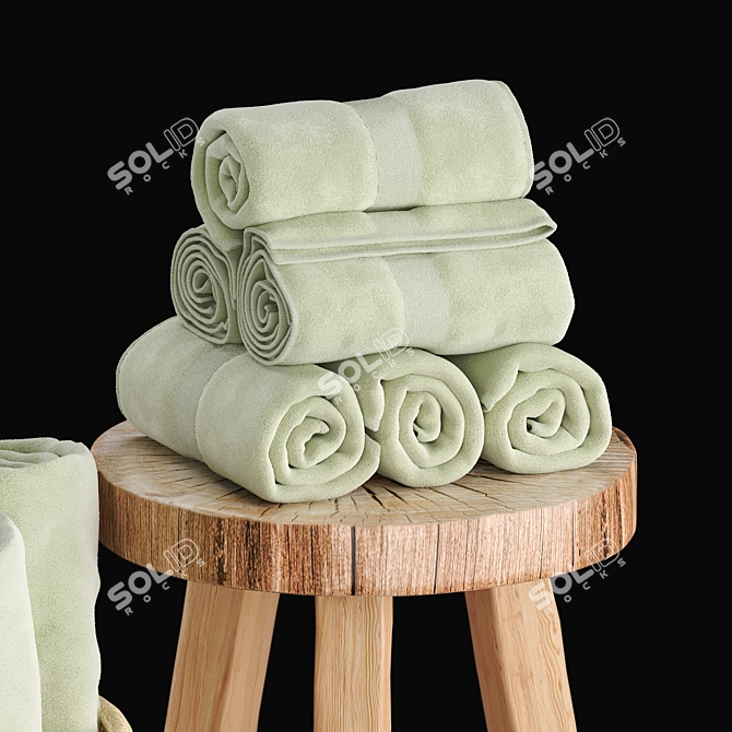 Bathroom Décor Set with Towels 3D model image 2