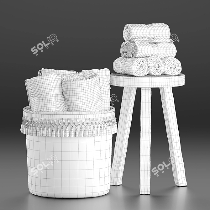 Bathroom Décor Set with Towels 3D model image 3