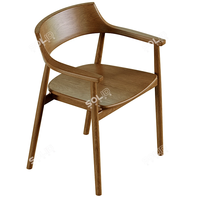 Modern Solid Oak Chair 76cm 3D model image 3