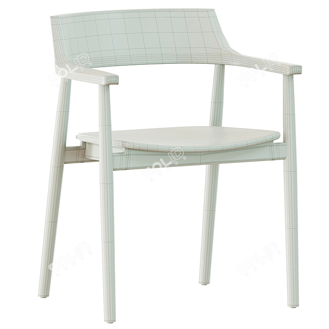 Modern Solid Oak Chair 76cm 3D model image 5