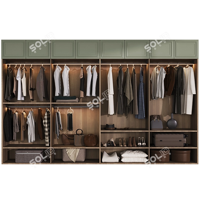 Modern Modular Wardrobe with Decor 3D model image 2