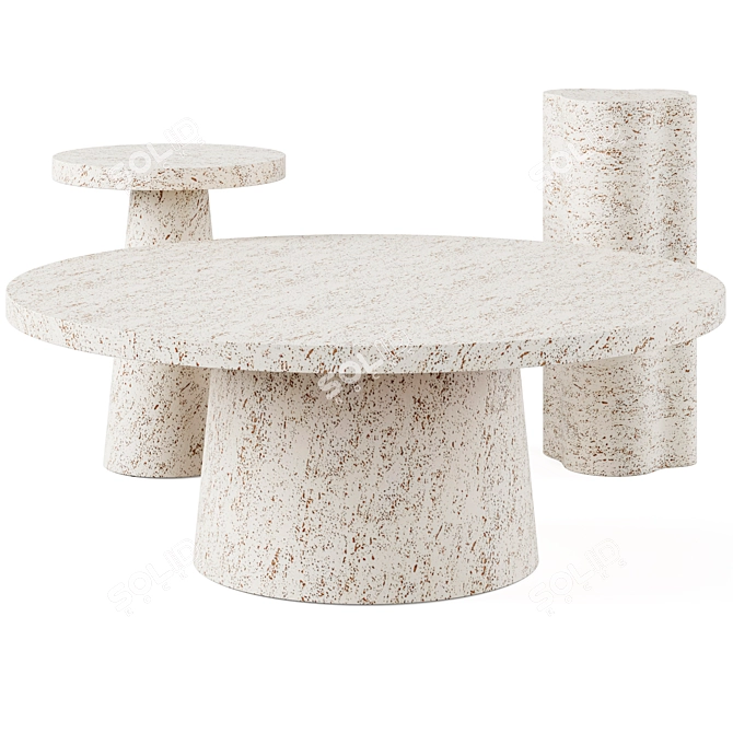 Travertine Resin Furniture Set 3D model image 1