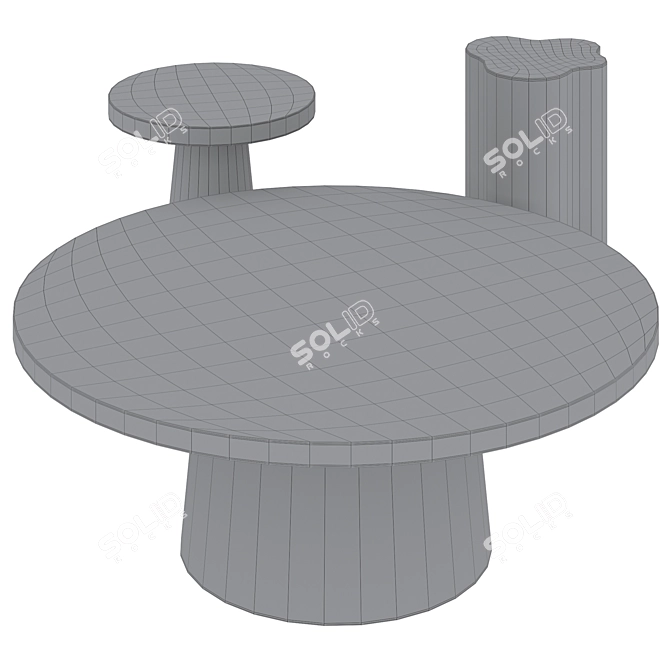 Travertine Resin Furniture Set 3D model image 5