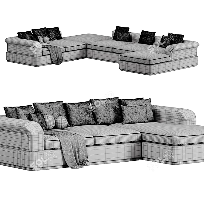 Italian Corner Sofa Dandy Sectional 3D model image 4