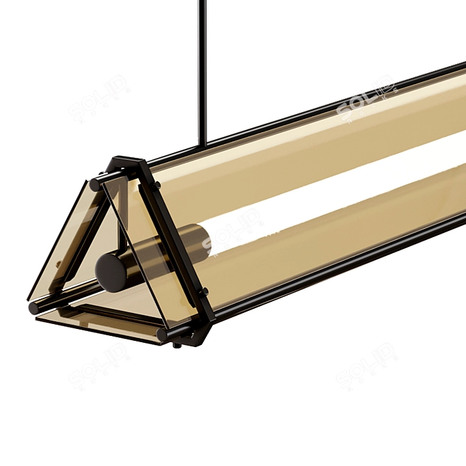 Modern Amber Glass Chandelier Pendant 3D model image 3