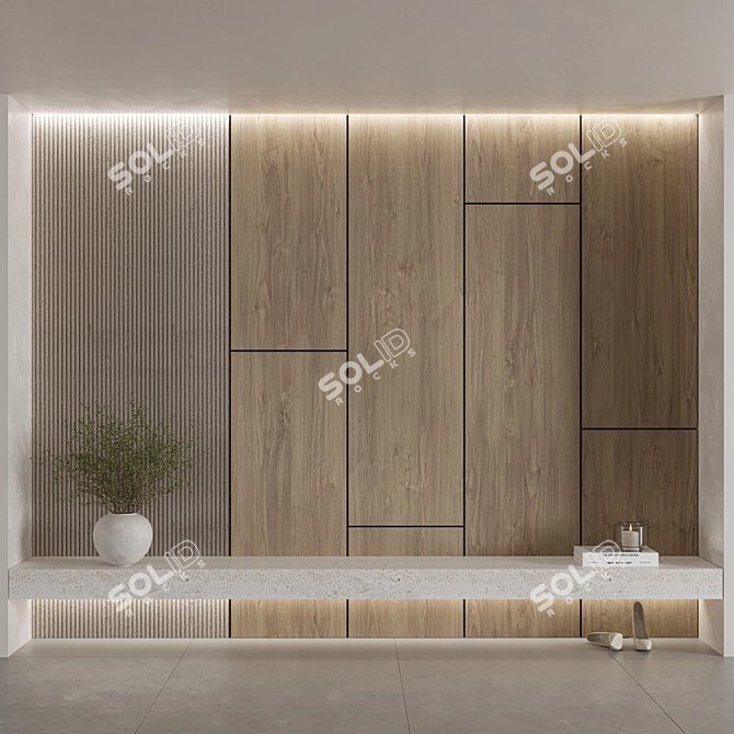 Modern Entryway Furniture Set Japandi 3D model image 2