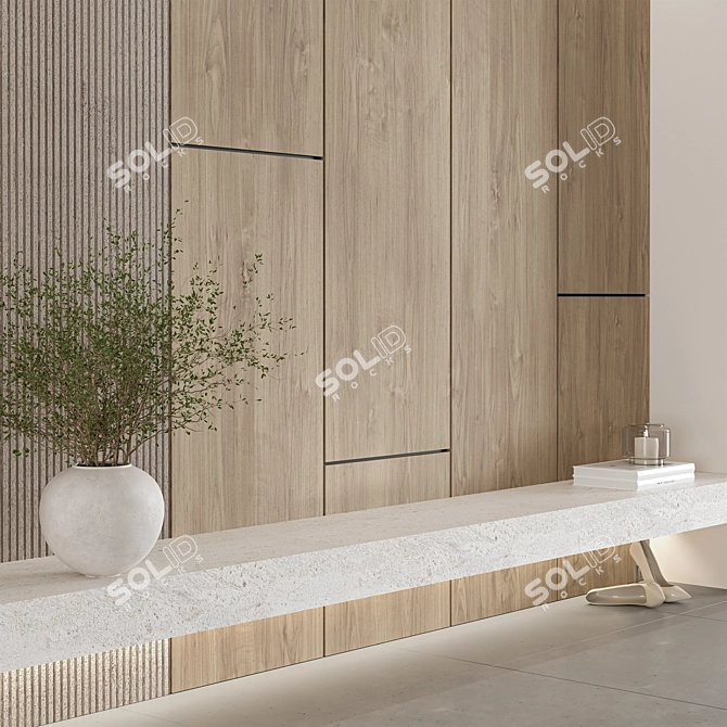 Modern Entryway Furniture Set Japandi 3D model image 3