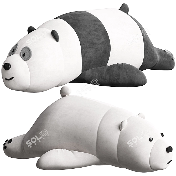 Slumbering Panda Plush Toy 3D model image 1