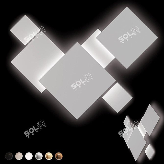 Modern LED Square Wall Composition 3D model image 1