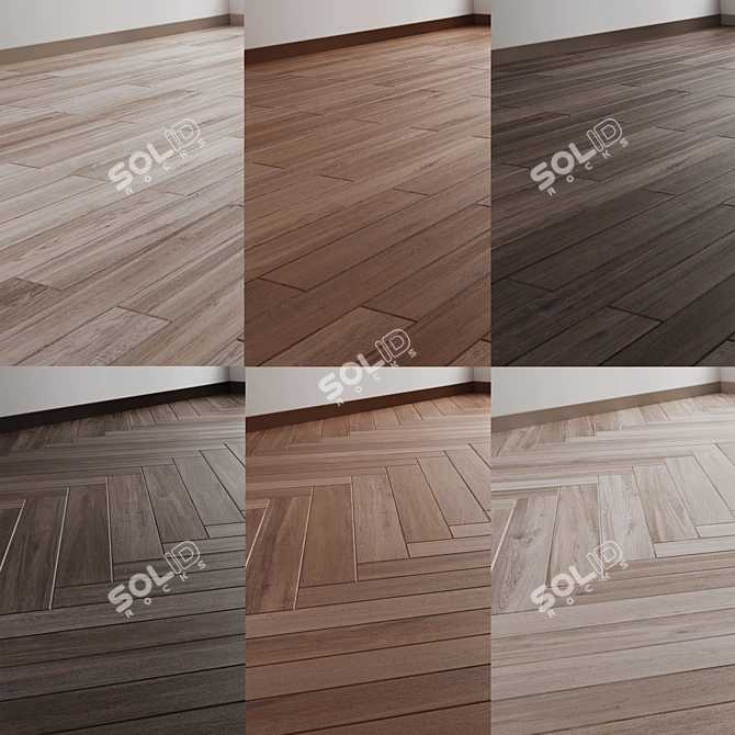 Customizable Oak Parquet Floor Tiles 3D model image 1