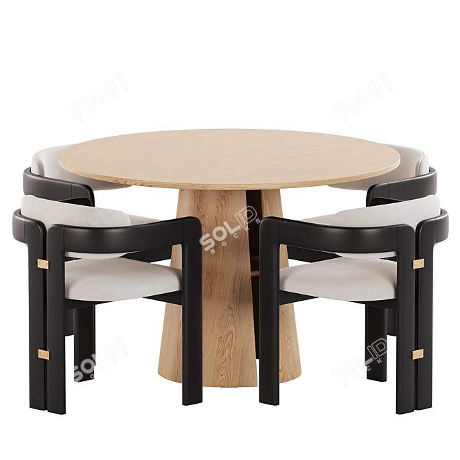 2017 Dining Set with 4 Parts 3D model image 3