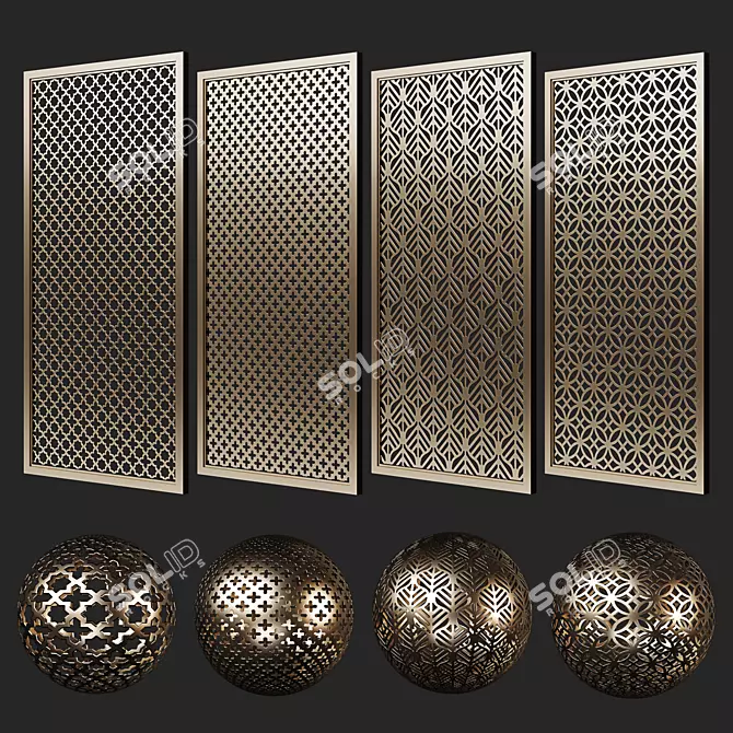 Adjustable Decorative Grilles Set 3D model image 4