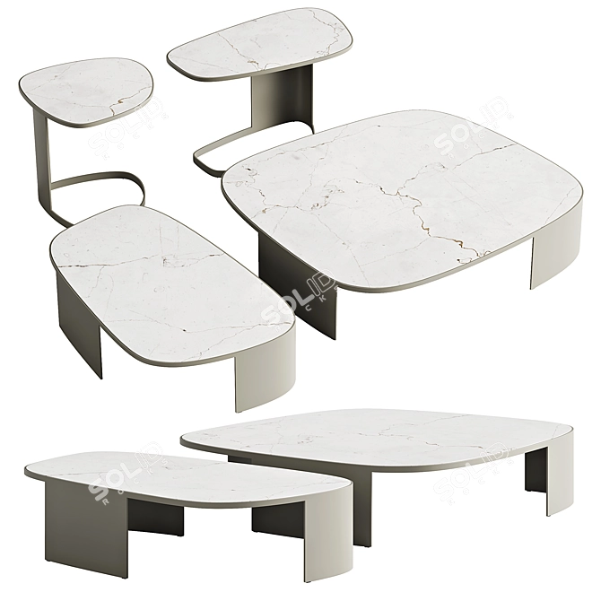 Poliform KOISHI Contemporary Coffee Tables 3D model image 1